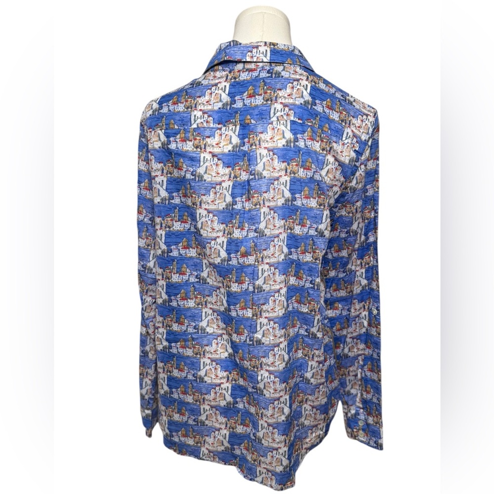 Talbots Mediterranean Print Button Down Shirt In … - image 5
